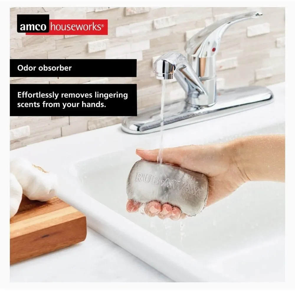 Amco Houseworks Rub-a-Way Silver Stainless Steel Odor Remover Bar Camping New